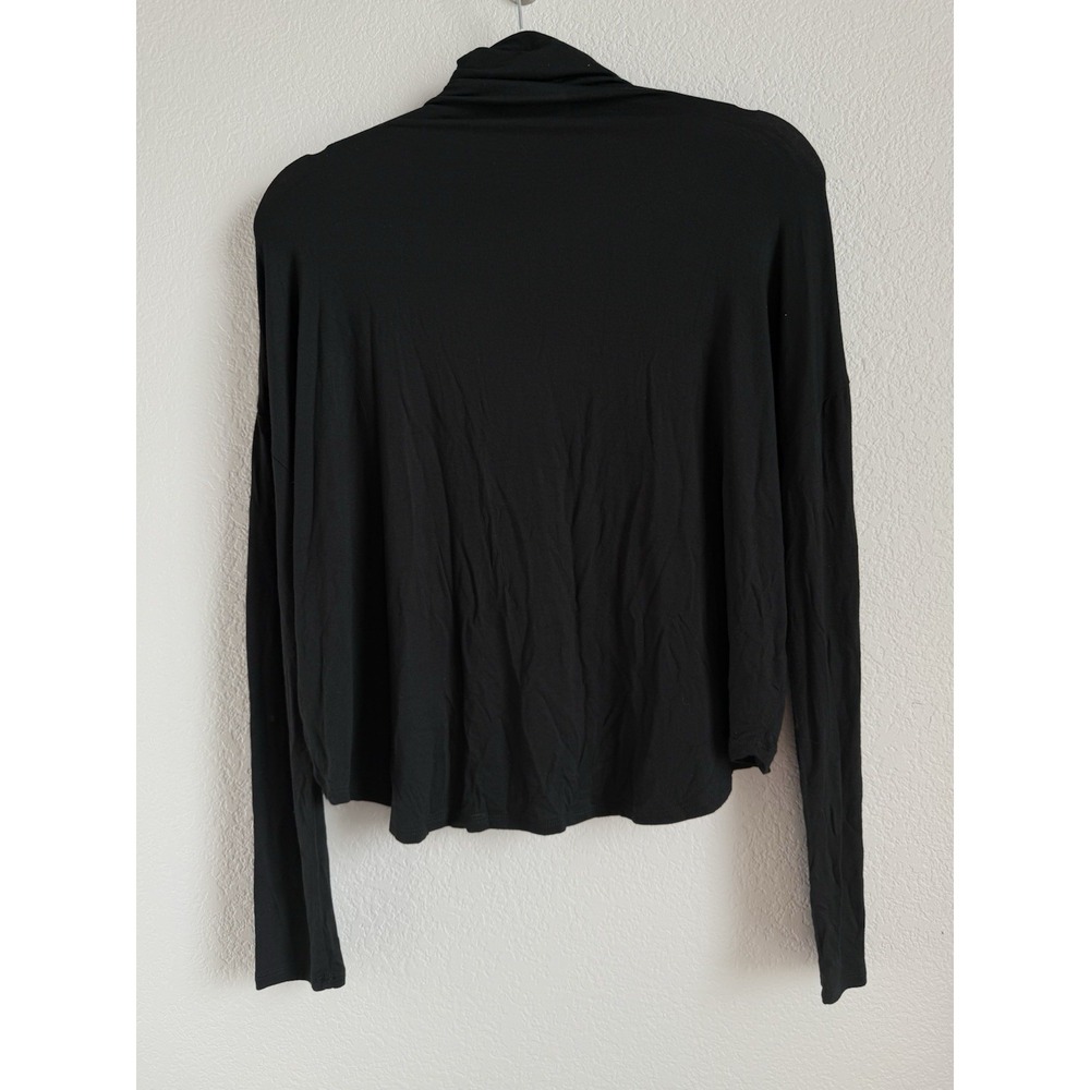 Aritzia Babaton Small Long Sleeve Top Shirt Black Mock Neck Lightweight Cropped - Picture 8 of 11